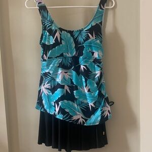 Tropical print one piece bathing suit, Shore Shapes